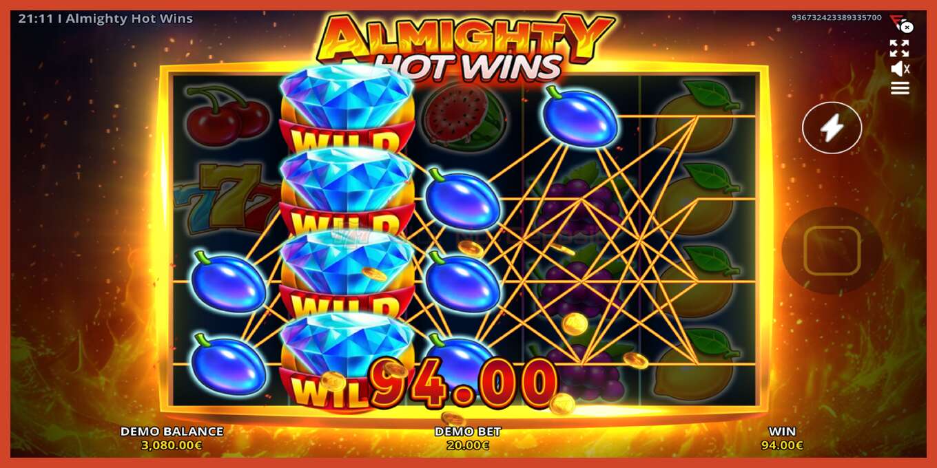 Snímka obrazovky slotu: Almighty Hot Wins žiadny vklad, číslo - 4