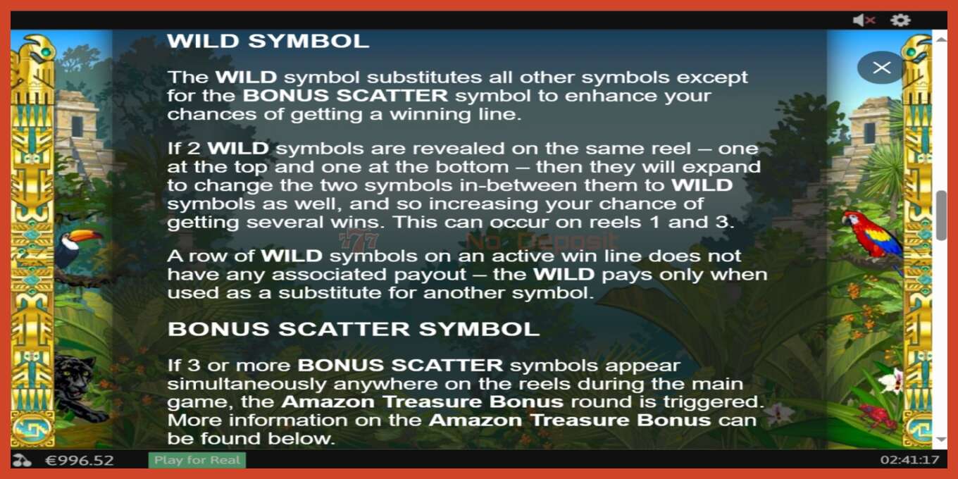 Slot screenshot: Amazon Wild no deposit, number - 6