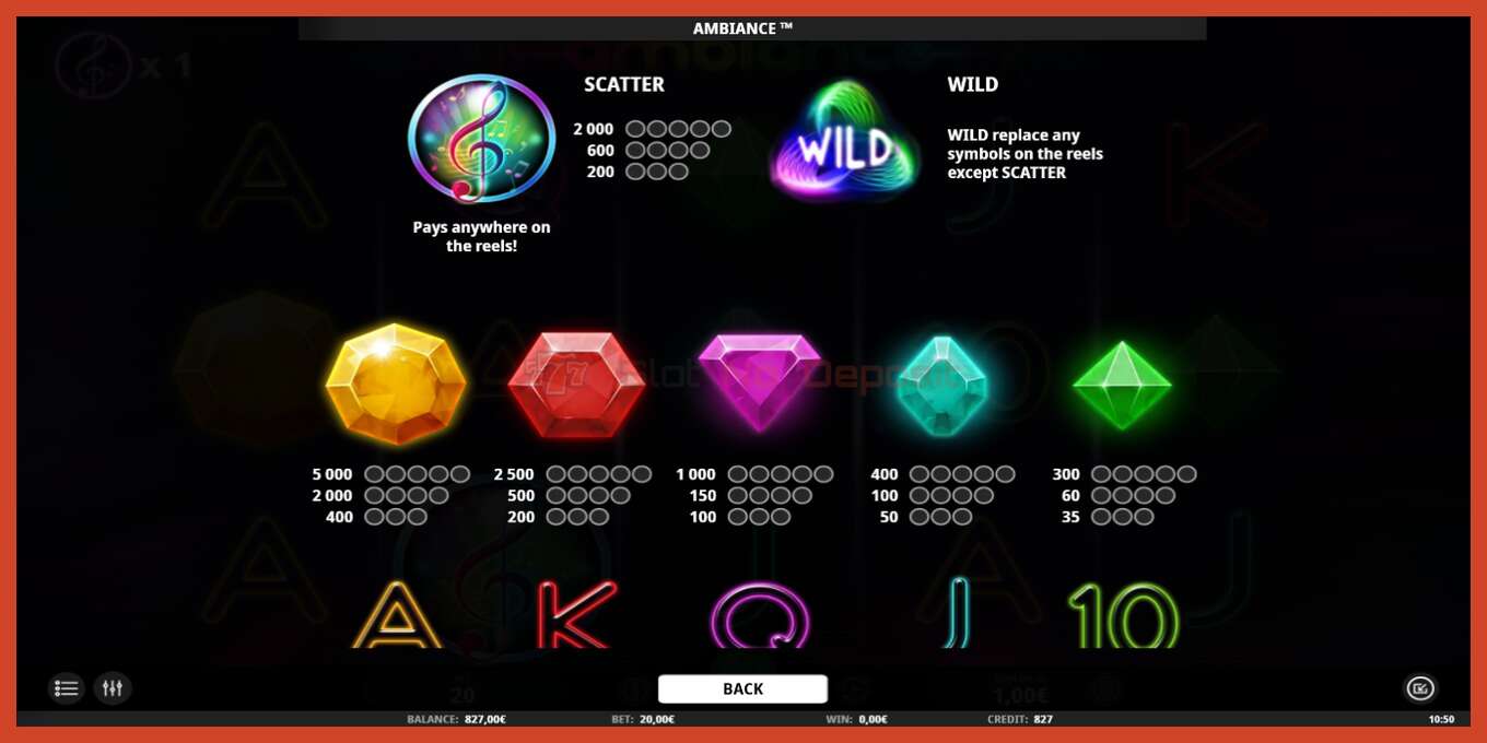 Slot screenshot: Ambiance no deposit, number - 5