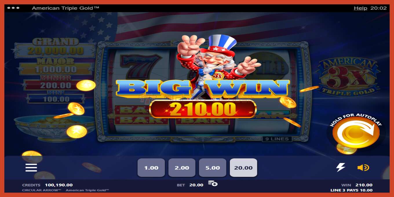 Slot screenshot: American Triple Gold no deposit, number - 2