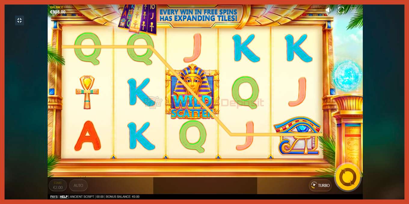 Slot screenshot: Ancient Script no deposit, number - 5