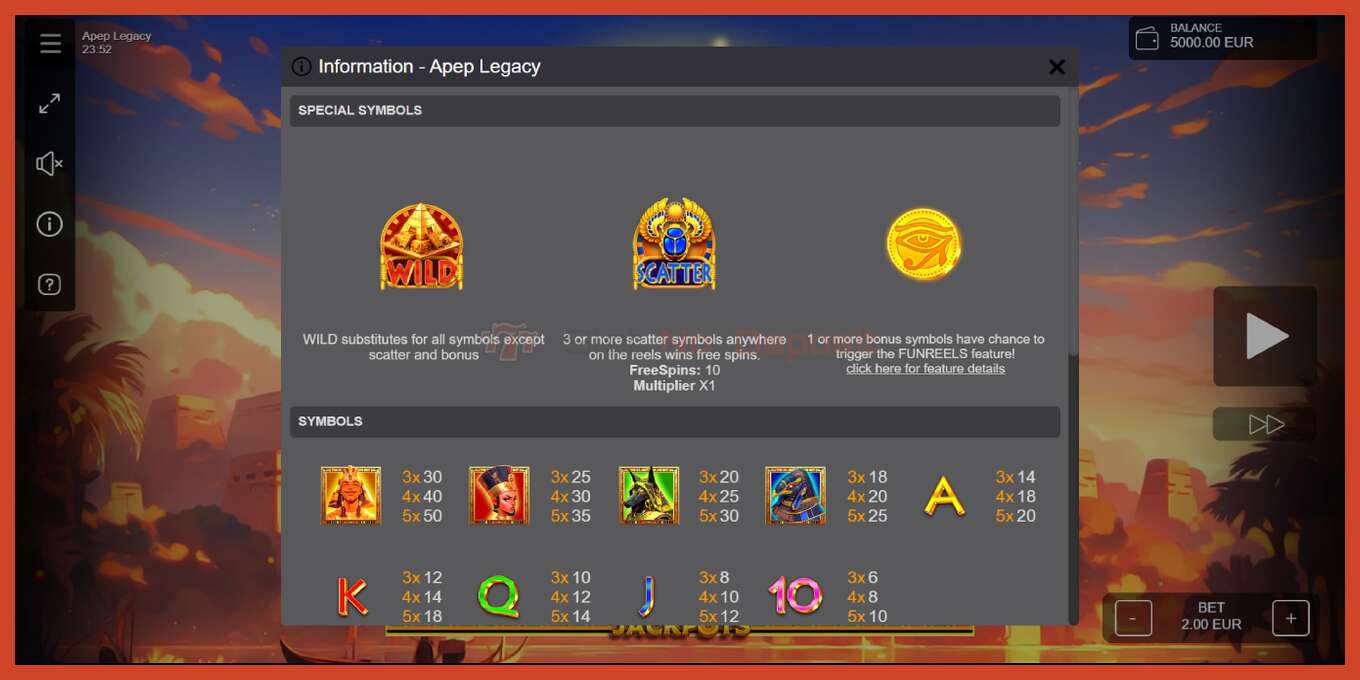 Slot screenshot: Apep Legacy no deposit, number - 5