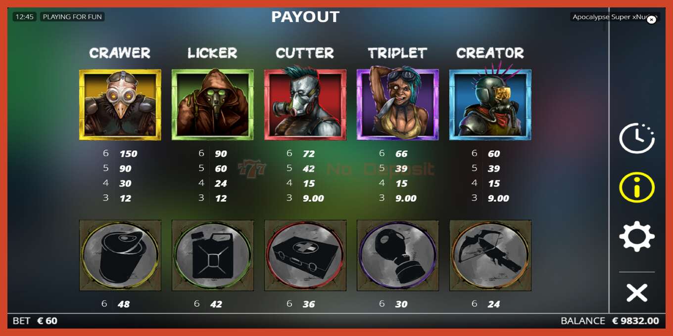 Slot screenshot: Apocalypse no deposit, number - 5