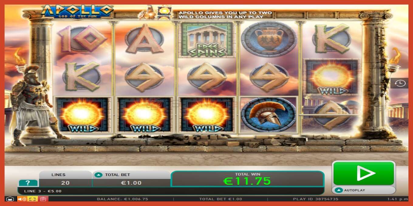 Slot screenshot: Apollo no deposit, number - 3