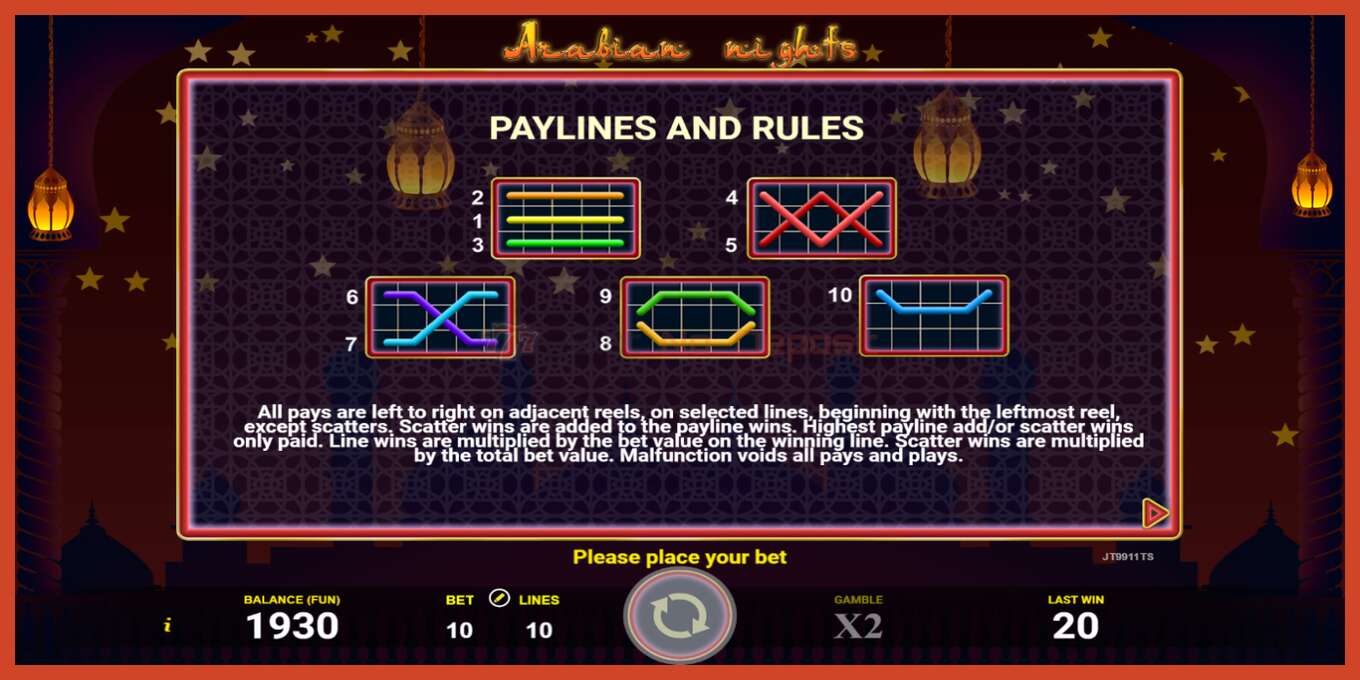 Slot screenshot: Arabian Nights bez depozita, broj - 5