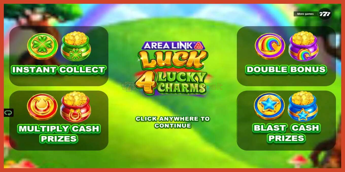 Slot screenshot: Area Link Luck 4 Lucky Charms no deposit, number - 1