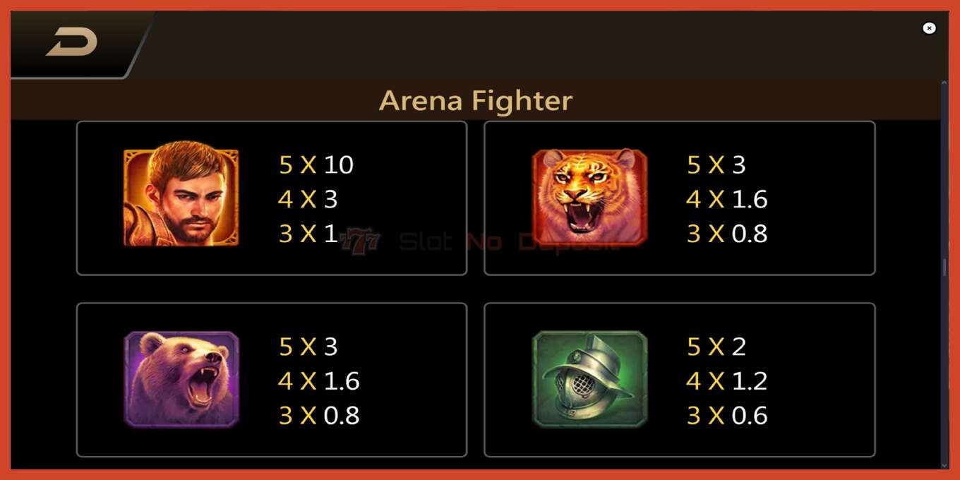 Slot skrinshoti: Arena Fighter depozit yoq, raqam - 6