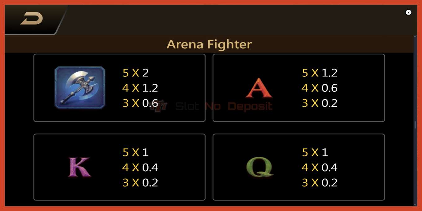 Slot skrinshoti: Arena Fighter depozit yoq, raqam - 7