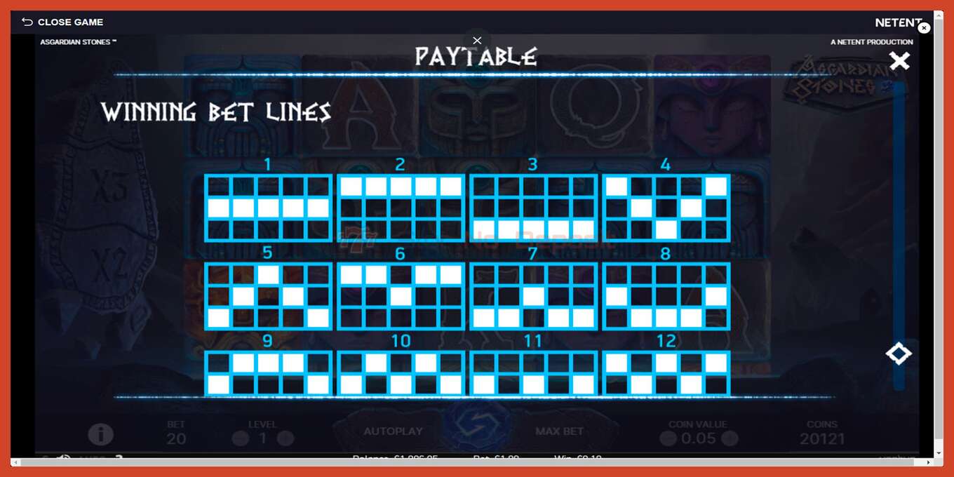 Tangkapan skrin slot: Asgardian Stones tiada deposit, nombor - 7