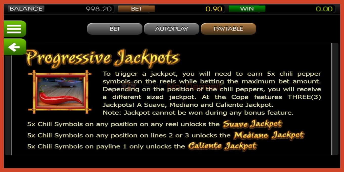 Slot screenshot: At The Copa no deposit, number - 6