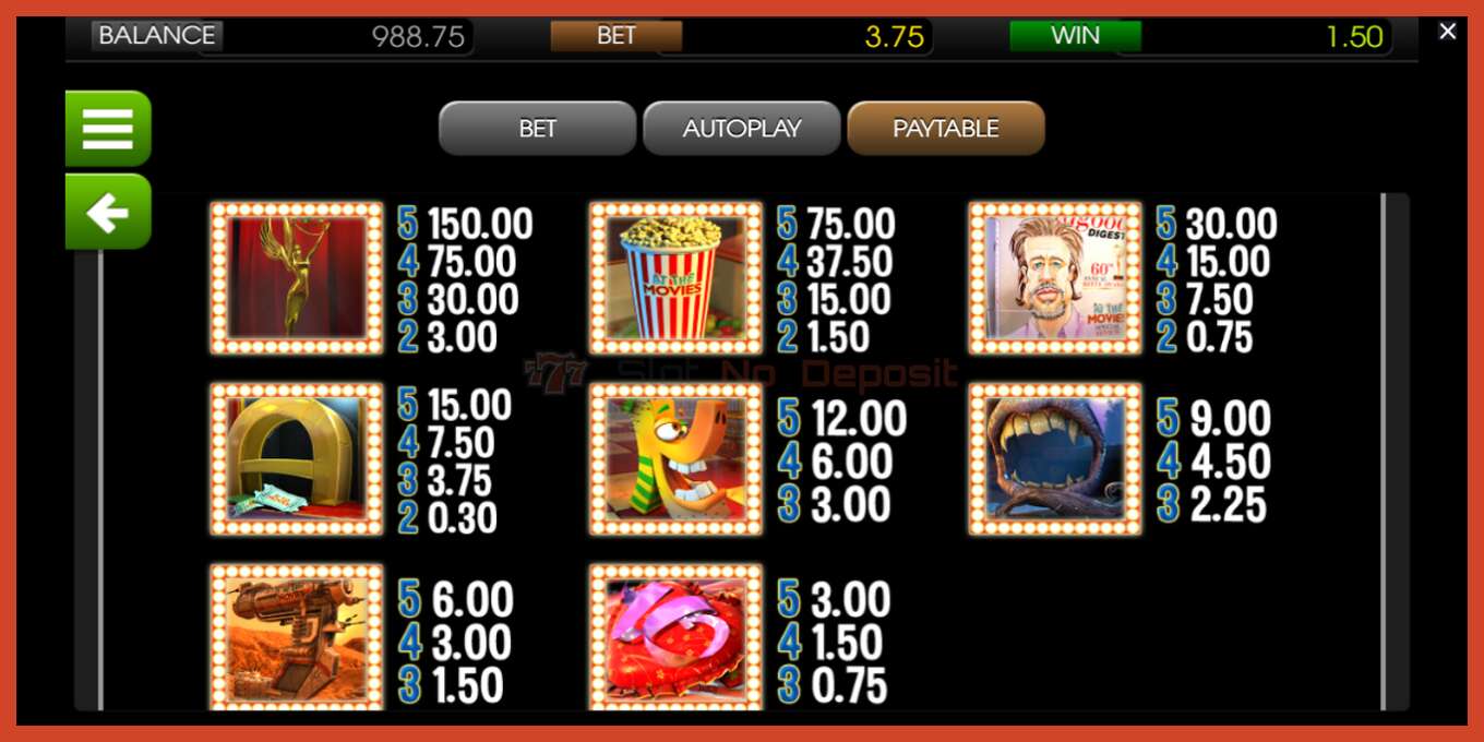 Slot screenshot: At the Movies no deposit, number - 4