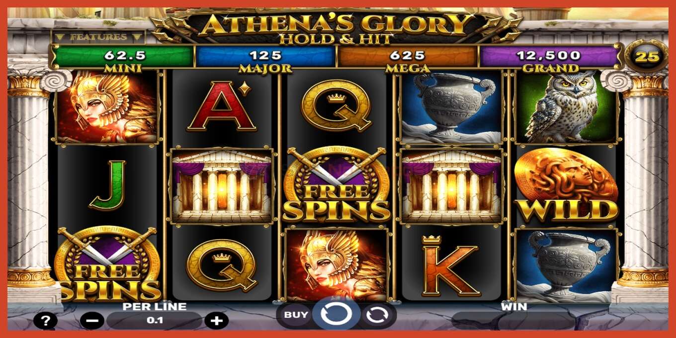 Slot screenshot: Athenas Glory Hold & Hit no deposit, number - 1