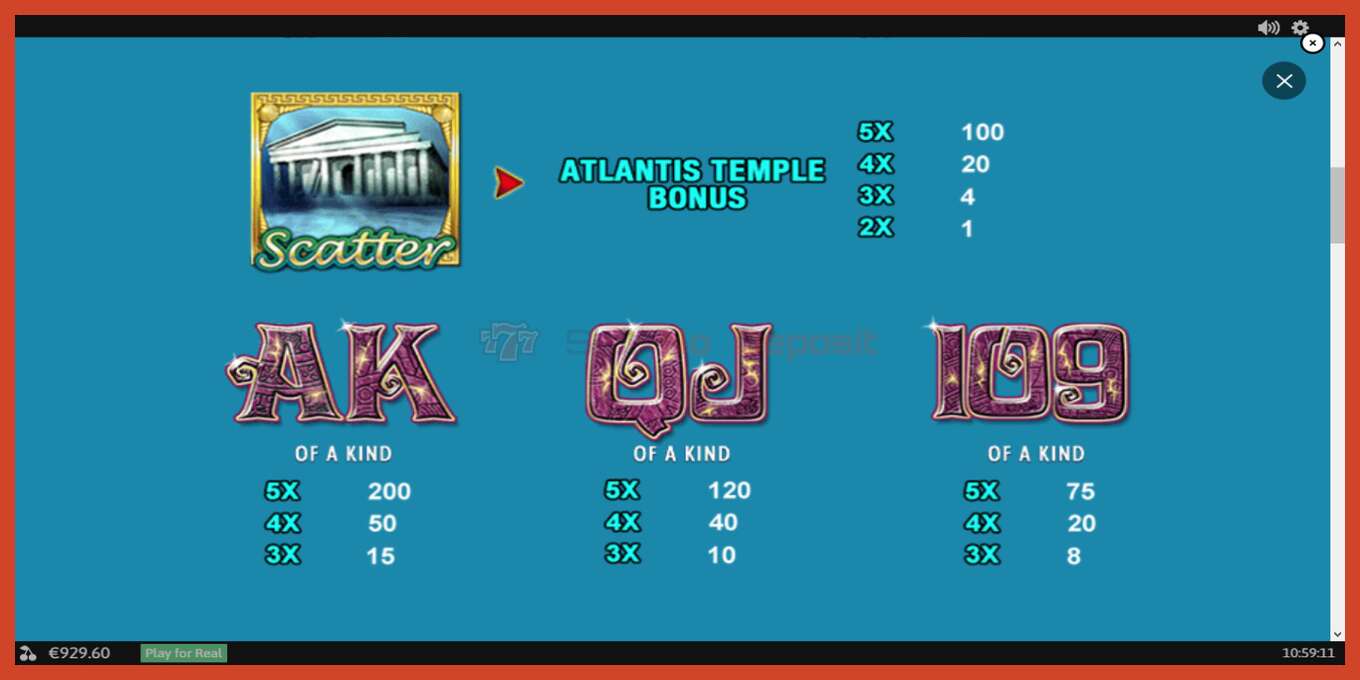 Slot screenshot: Atlantis Queen no deposit, number - 6