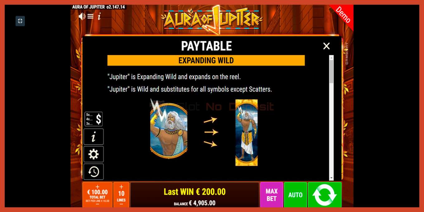 Slot screenshot: Aura of Jupiter no deposit, number - 7