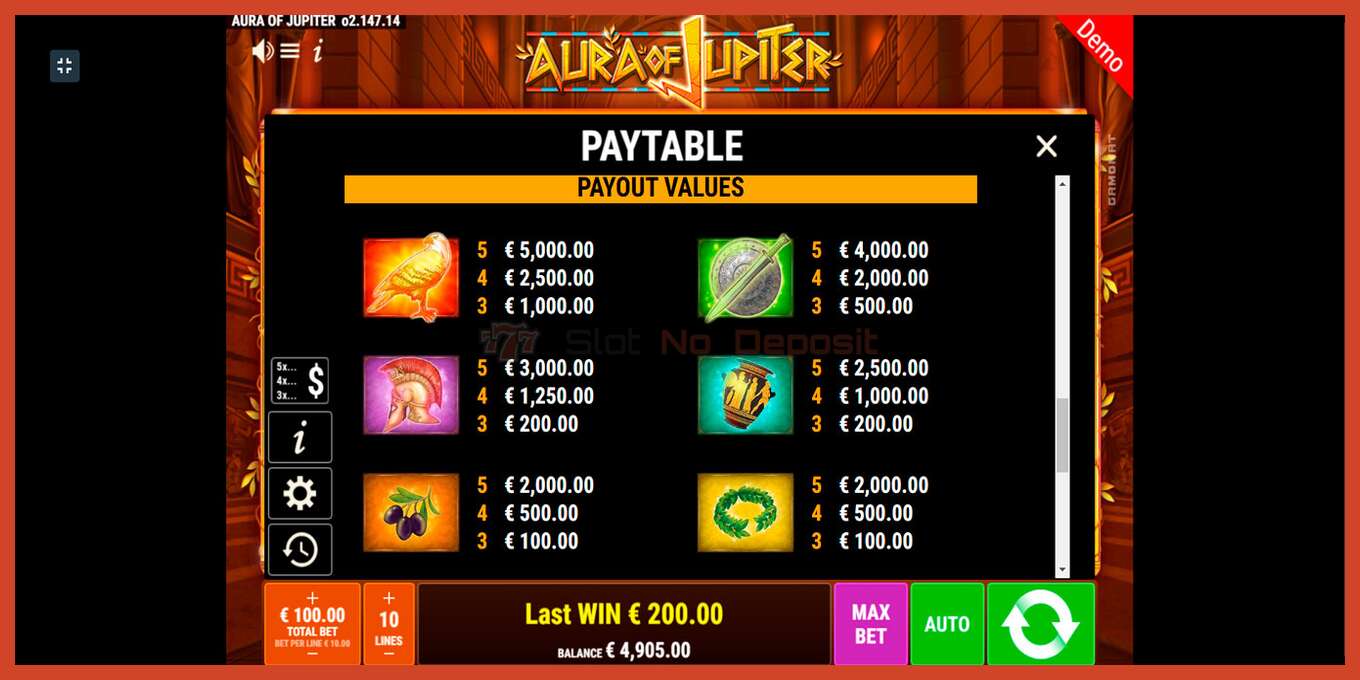 Slot screenshot: Aura of Jupiter no deposit, number - 9