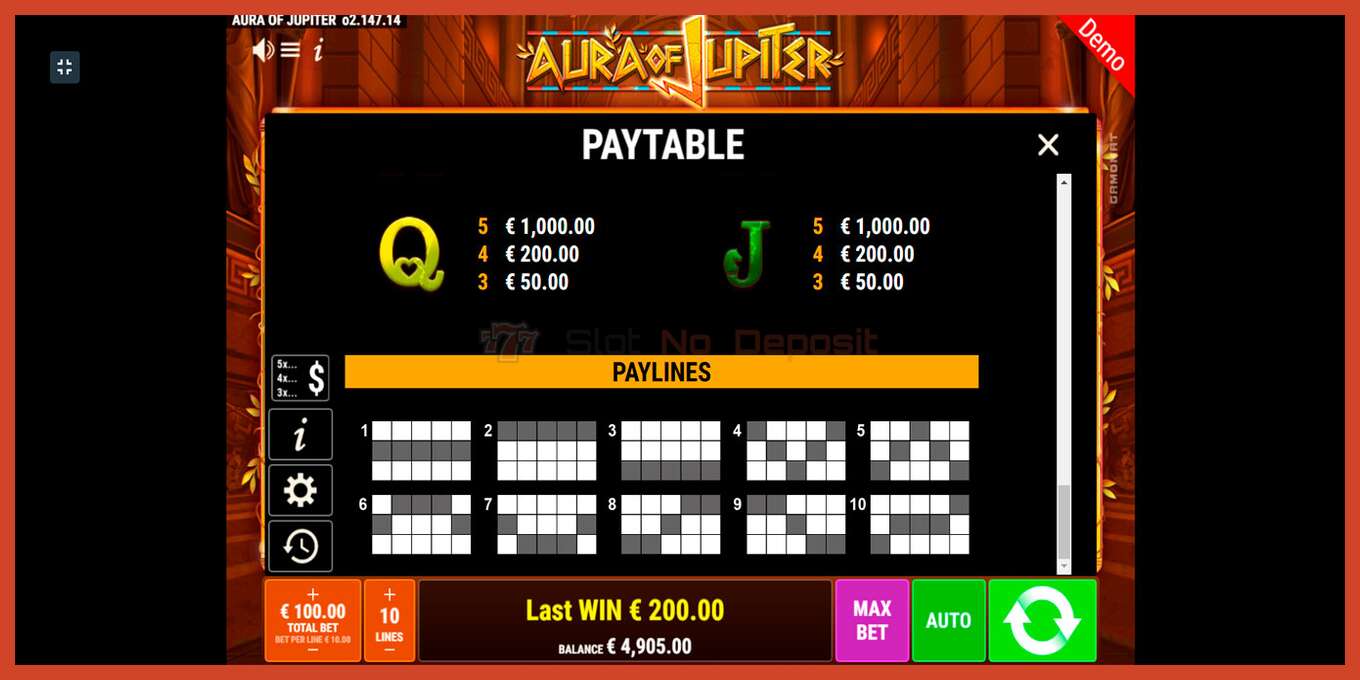 Slot screenshot: Aura of Jupiter no deposit, number - 10