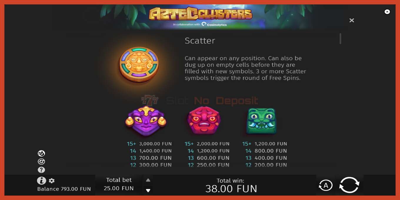 Slot-Screenshot: Aztec Clusters keine anzahlung, nummer - 5