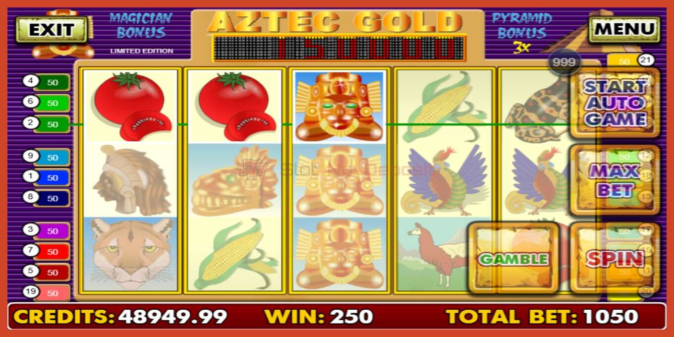 Slot screenshot: Aztec Gold no deposit, number - 2