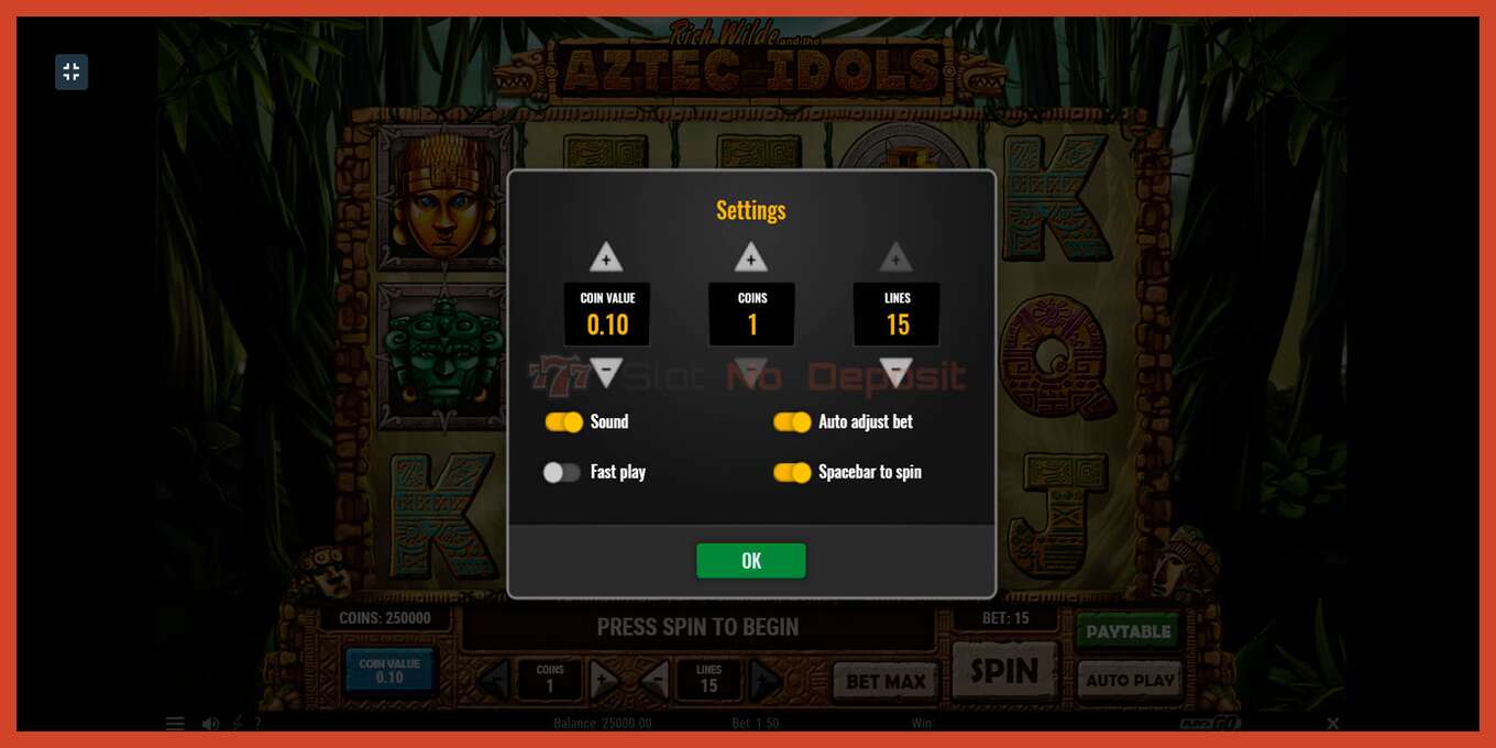 Slot screenshot: Aztec Idols no deposit, number - 3