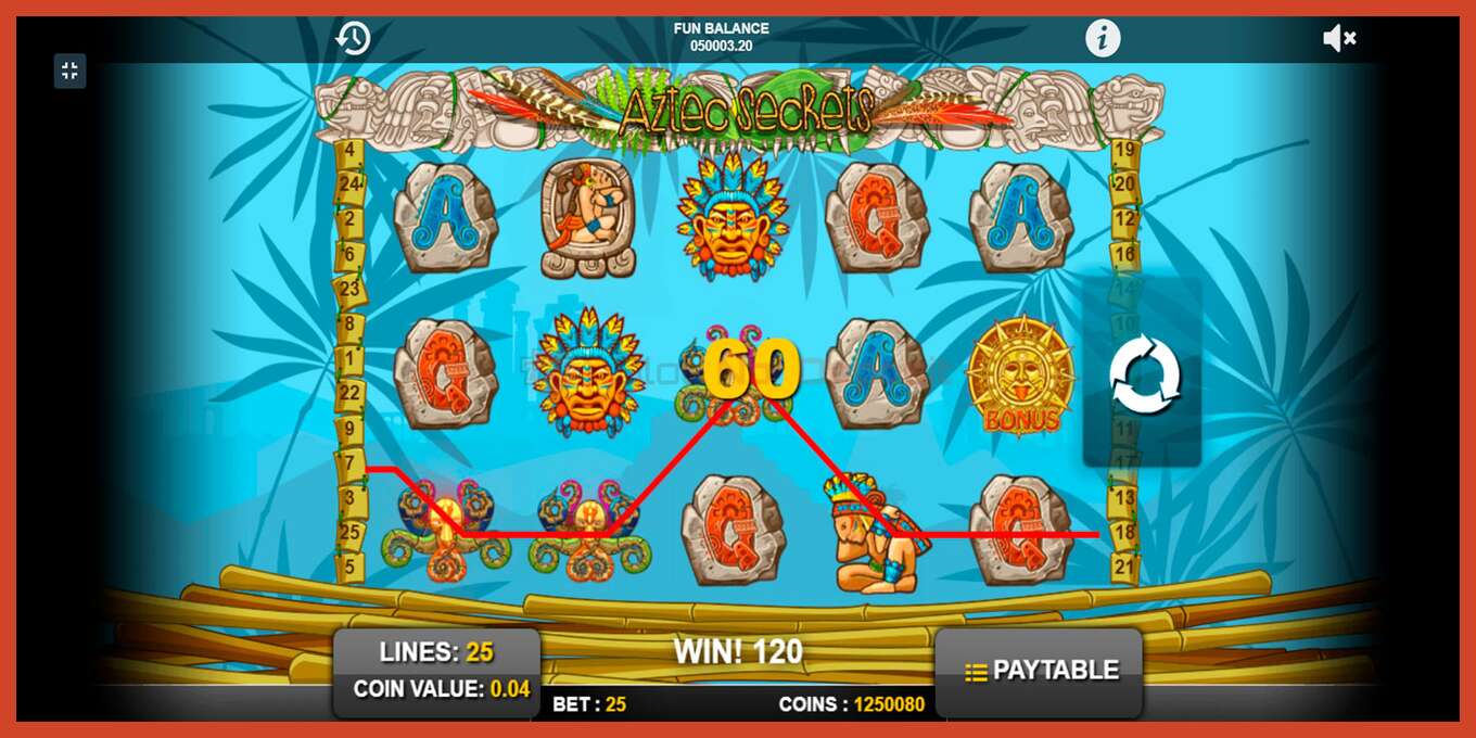 Slot screenshot: Aztec Secrets nincs letét, szám - 5