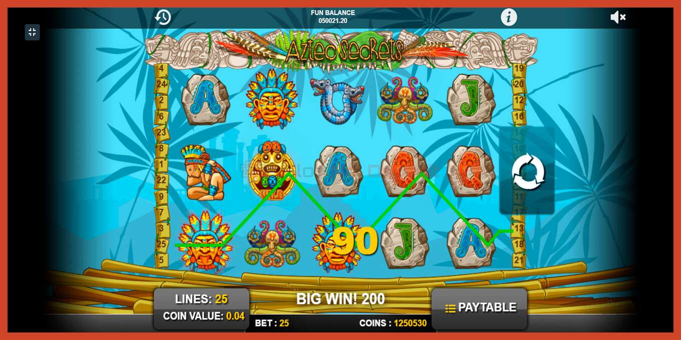 Slot screenshot: Aztec Secrets nincs letét, szám - 7