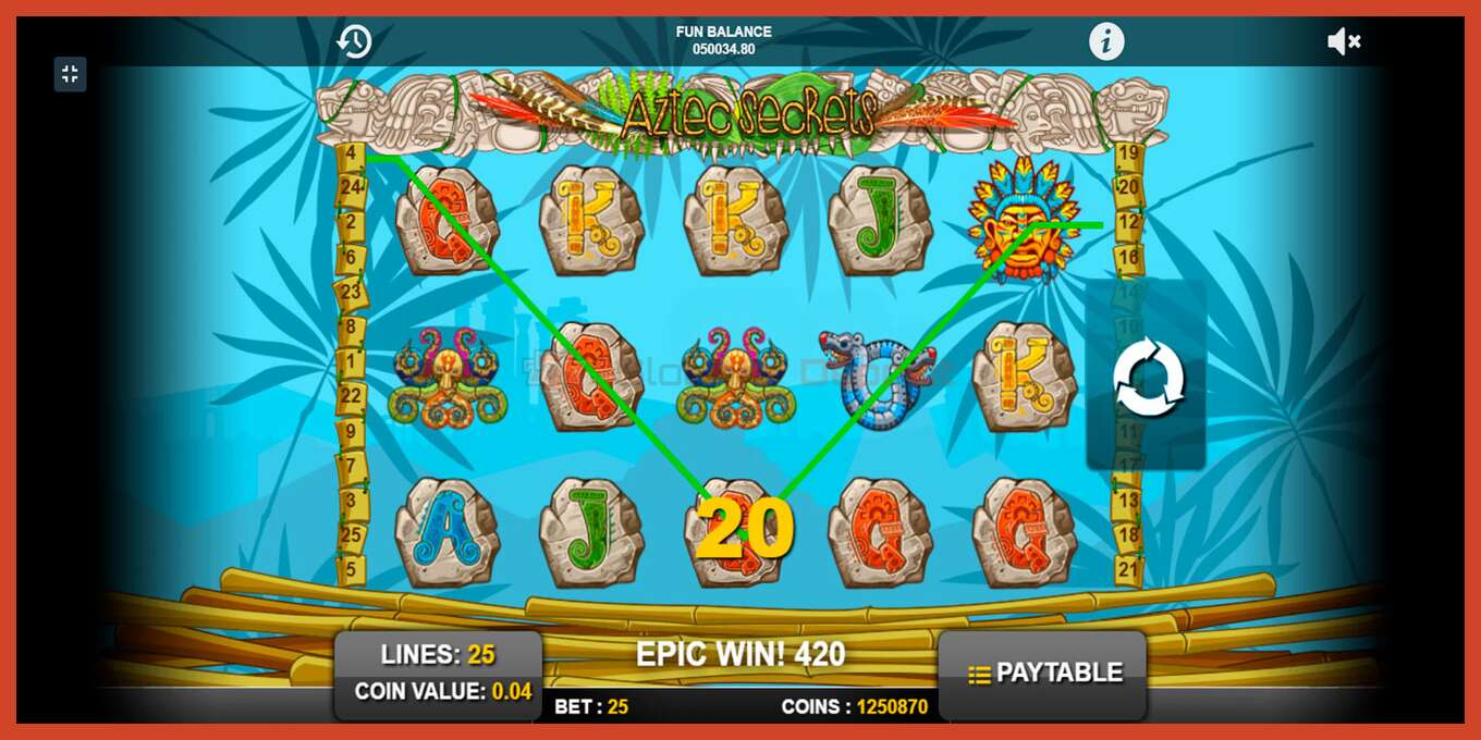 Slot screenshot: Aztec Secrets nincs letét, szám - 9