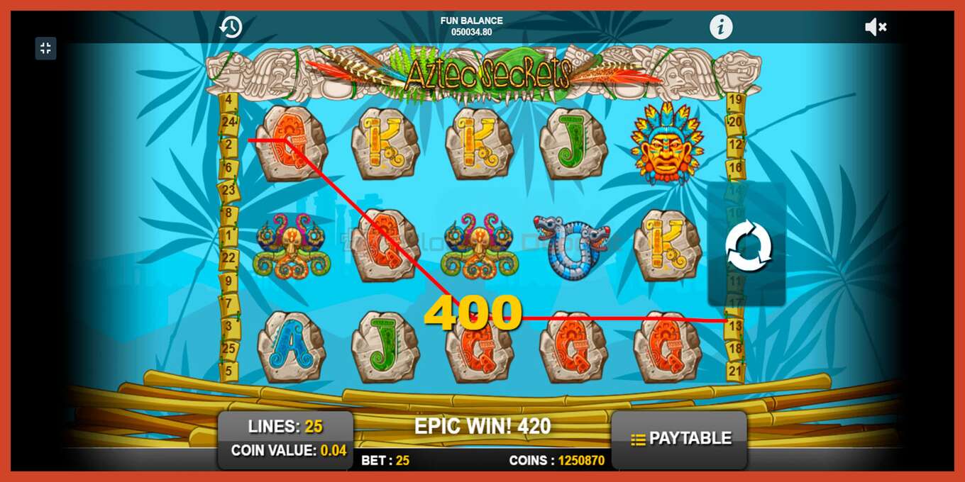 Slot screenshot: Aztec Secrets nincs letét, szám - 10