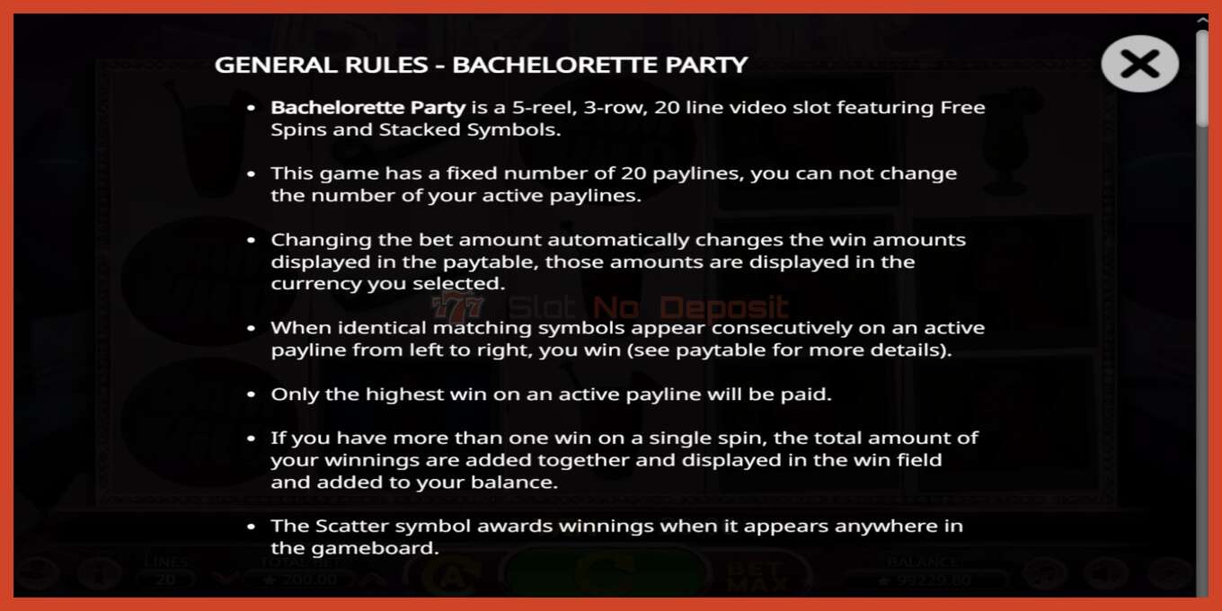 Slot screenshot: Bachelorette Party no deposit, number - 4