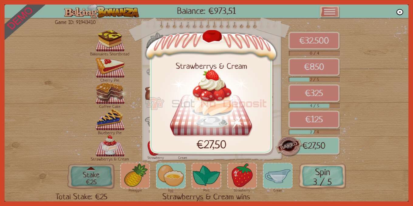 Slot screenshot: Baking Bonanza bez depozita, broj - 4