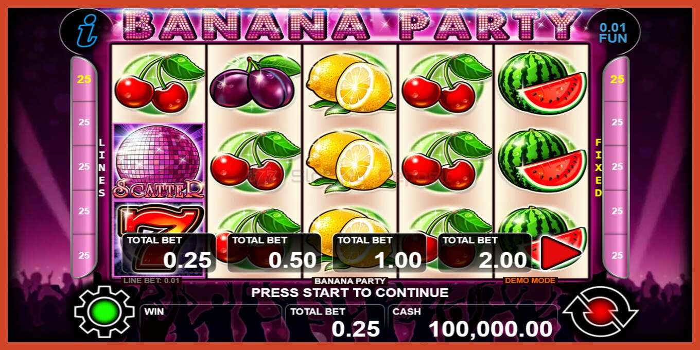 Captura de pantalla do slot: Banana Party sen depósito, número - 1