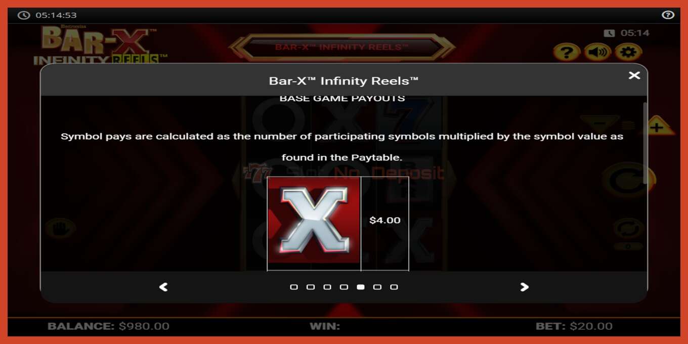 Slota ekrānuzņēmums: Bar-X Infinity Reels nav depozīta, numuru - 4