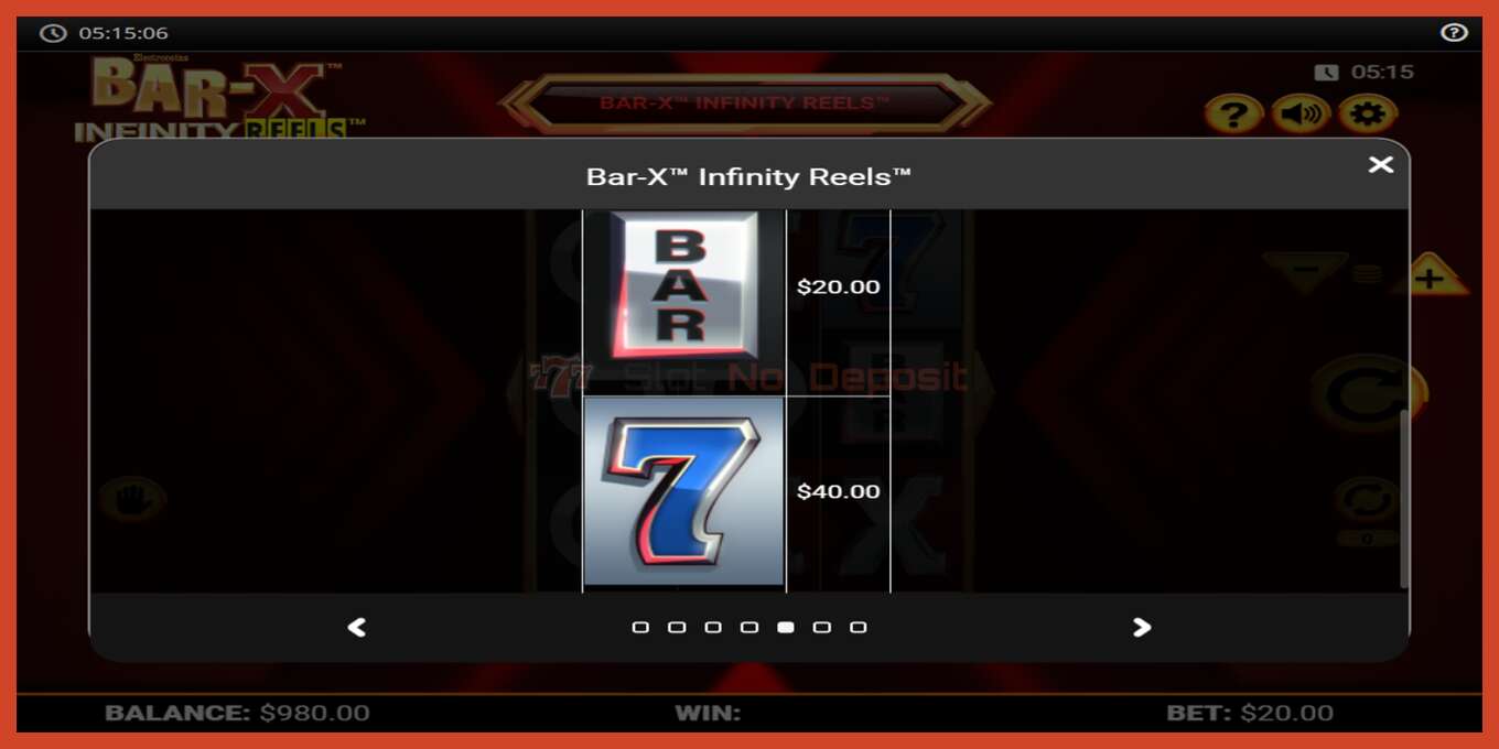 Slota ekrānuzņēmums: Bar-X Infinity Reels nav depozīta, numuru - 5