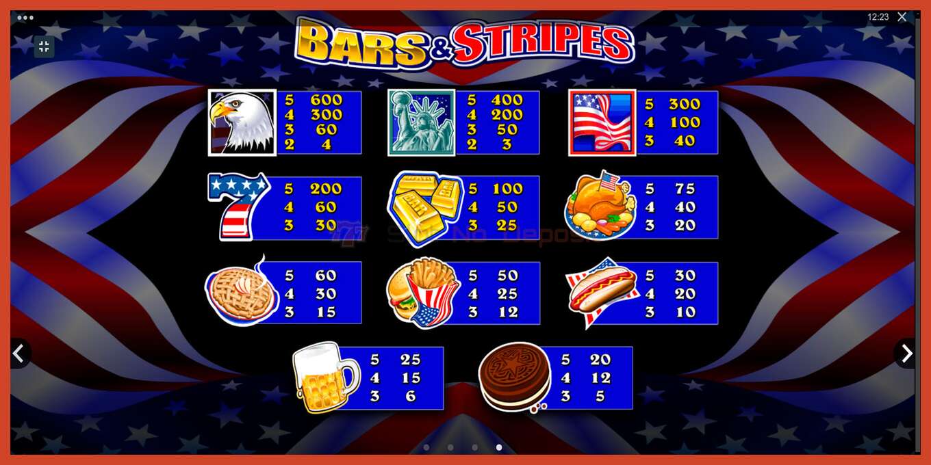 Slot screenshot: Bars and Stripes no deposit, number - 6