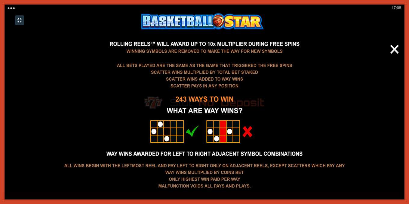 Slot screenshot: Basketball Star no deposit, number - 7