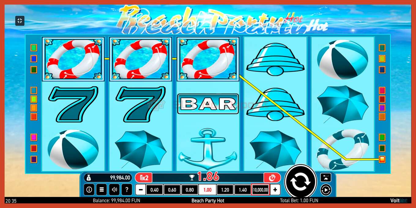 Slot screenshot: Beach Party Hot no deposit, number - 3