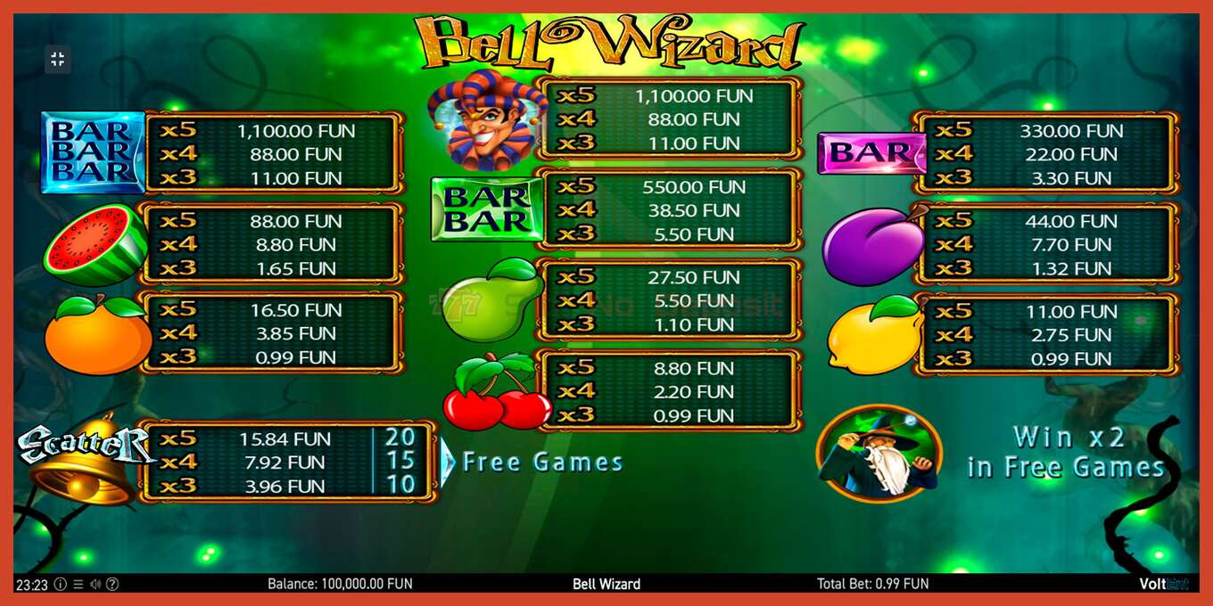 Slot screenshot: Bell Wizard no deposit, number - 2