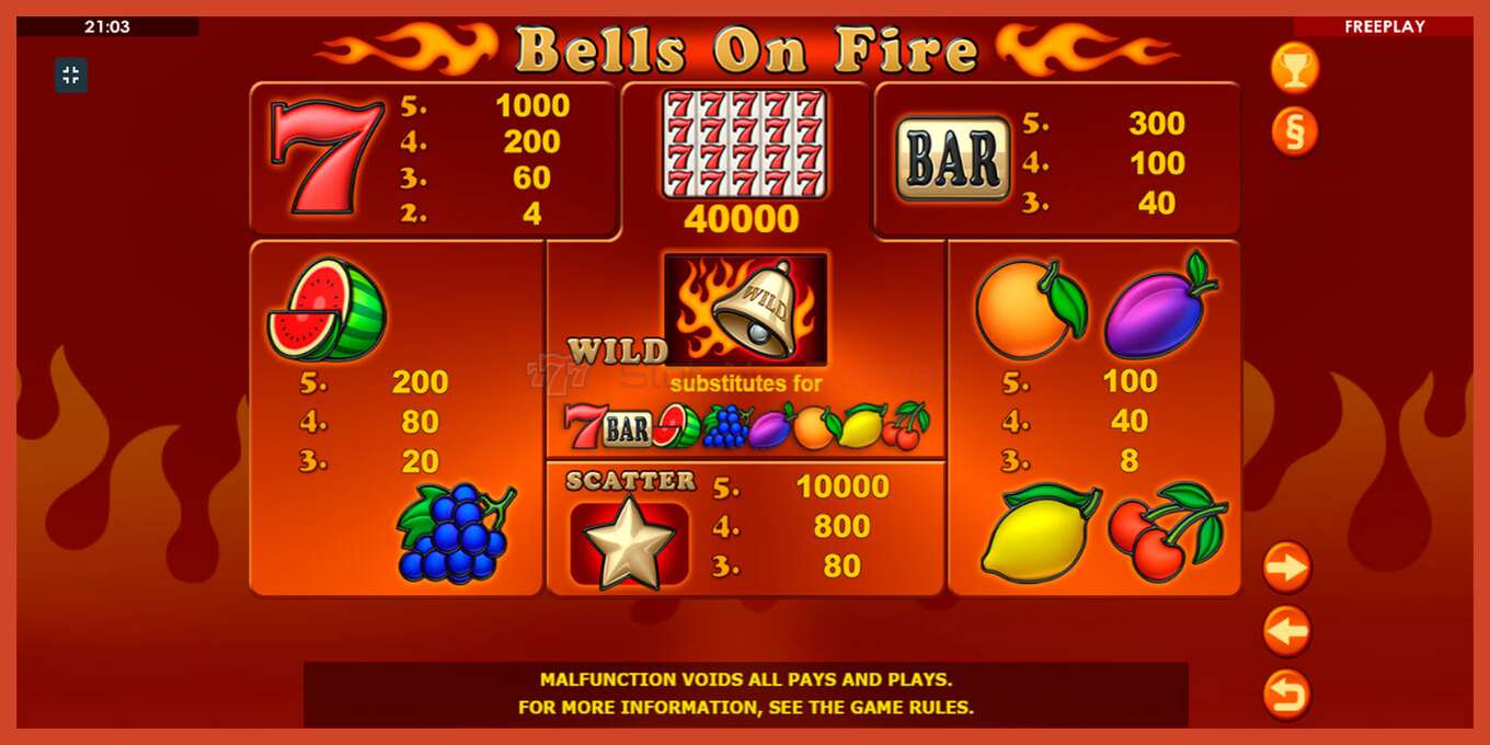 Slot screenshot: Bells on Fire hakuna amana, nambari - 8