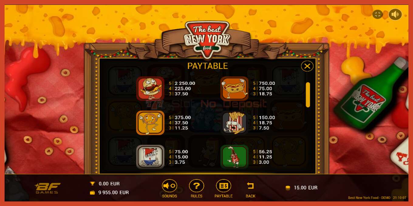 Slot screenshot: Best New York Food no deposit, number - 5