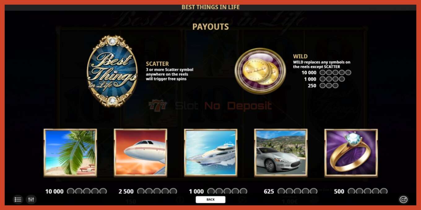 Slot screenshot: Best Things in Life no deposit, number - 4