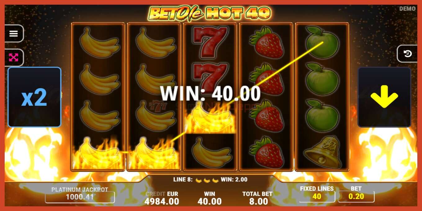 ສະລັອດຕິງ screenshot: Bet Ole Hot 40 ບໍ່ມີເງິນຝາກ, ເລກ - 3