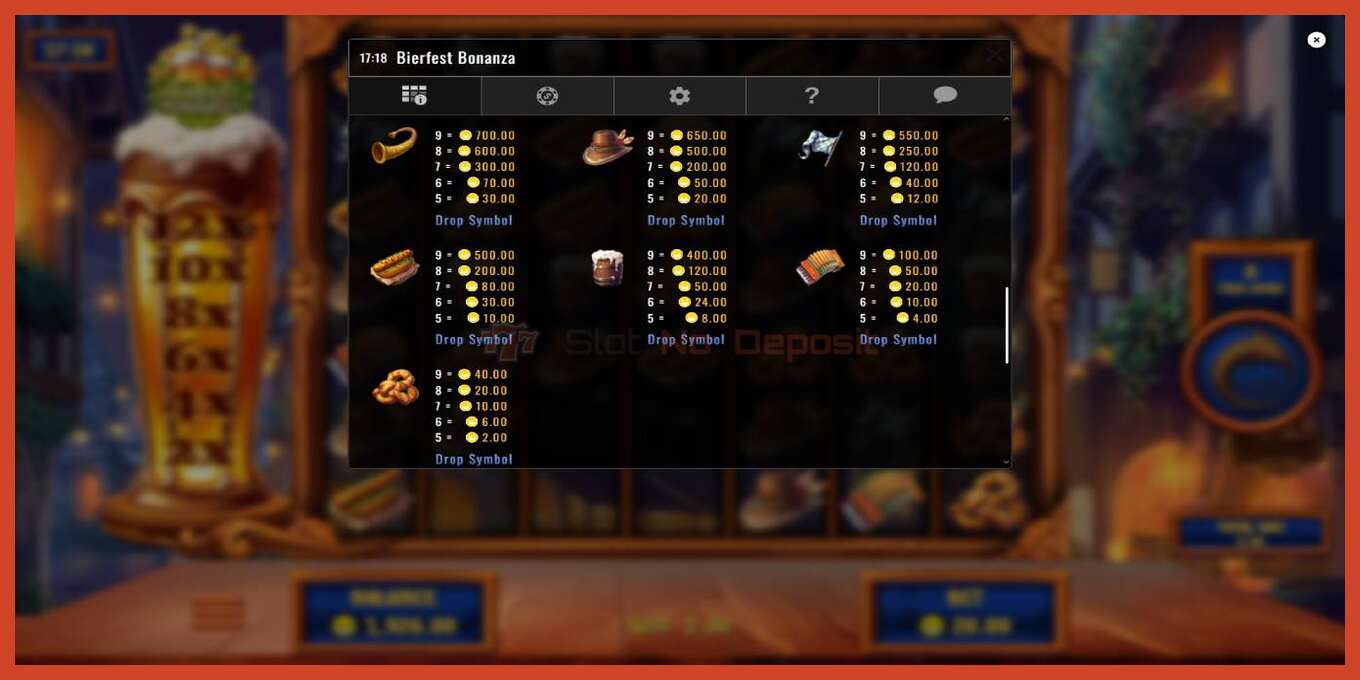 Slot screenshot: Bierfest Bonanza bez depozita, broj - 6