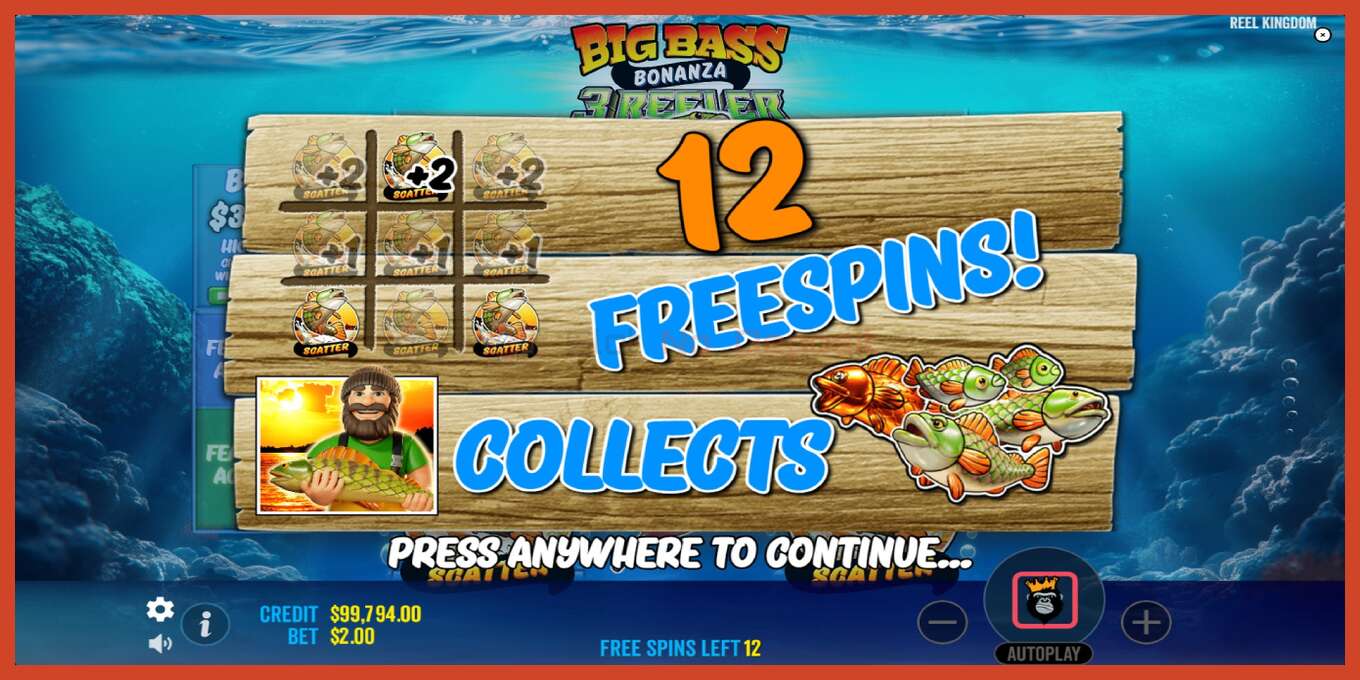 Slot скриншоту: Big Bass Bonanza 3 Reeler депозит жок, саны - 4