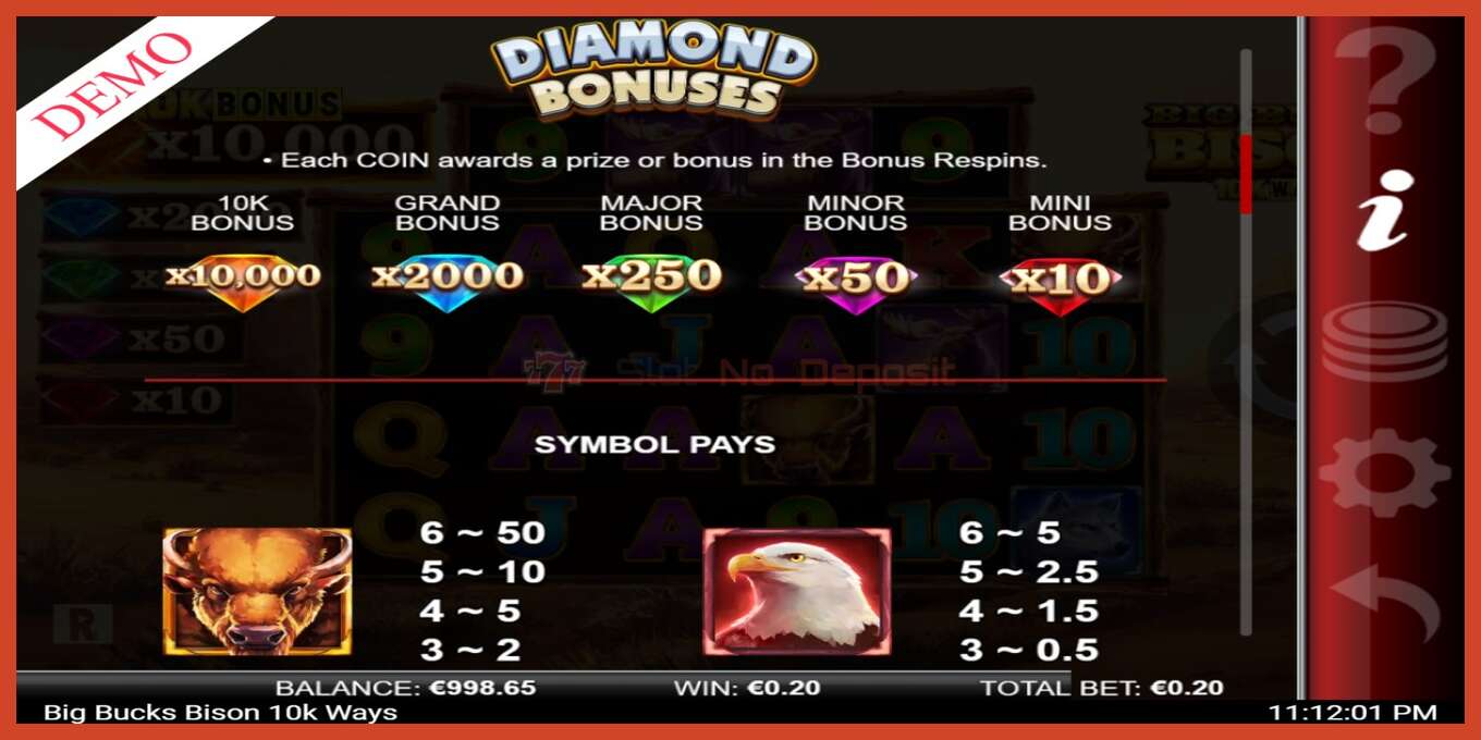 Slot screenshot: Big Bucks Bison 10K Ways no deposit, number - 5