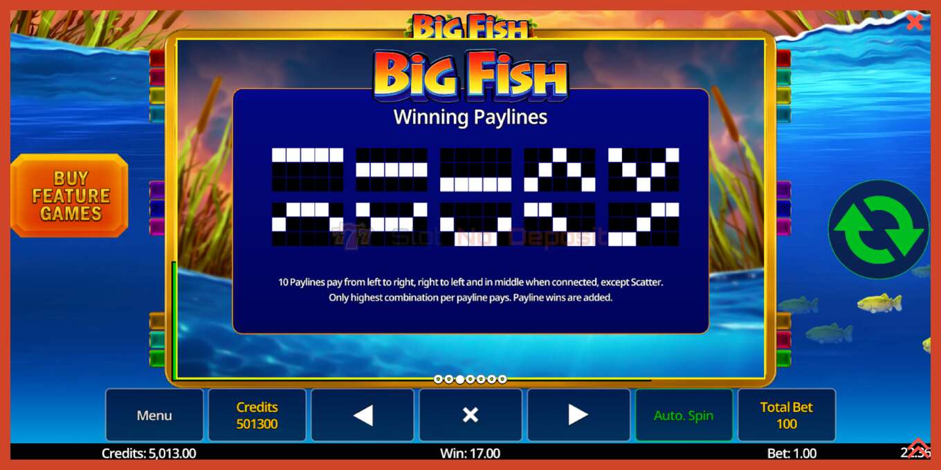 צילום מסך של חריץ: Big Fish ללא פיקדון, מִספָּר - 6