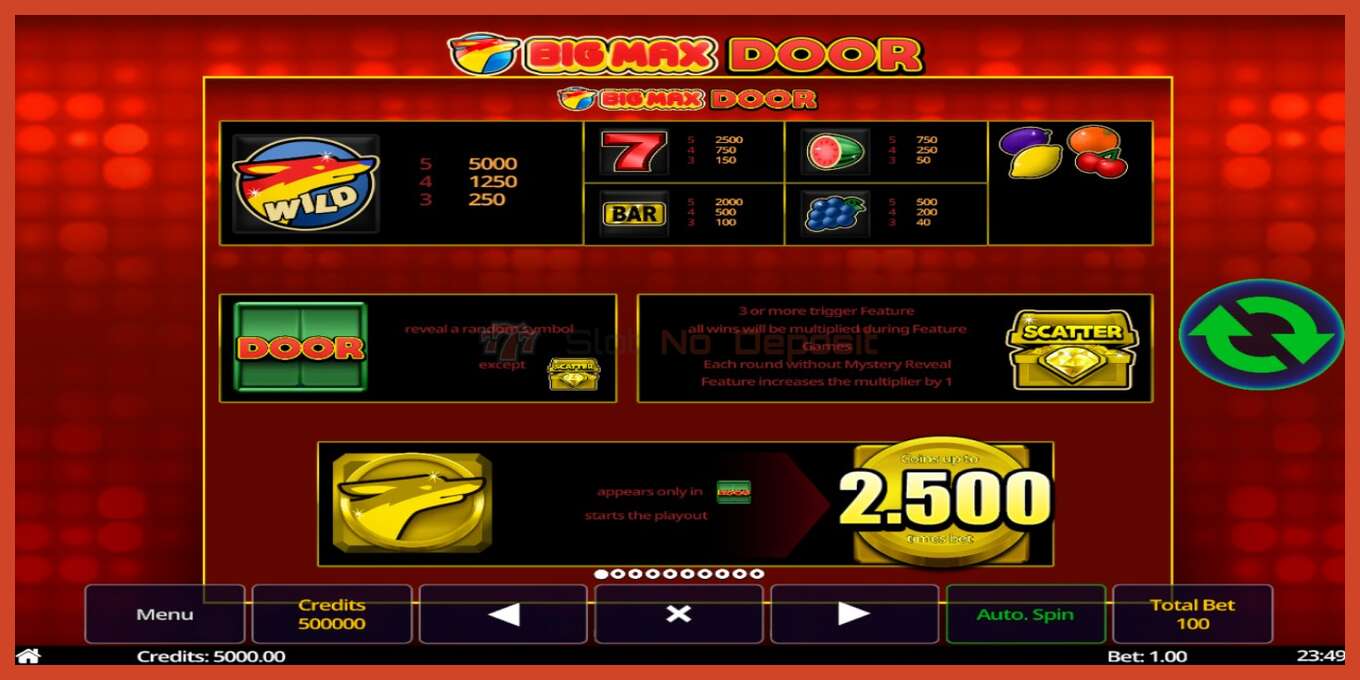 Tangkapan layar slot: Big Max Door tidak ada setoran, nomor - 5