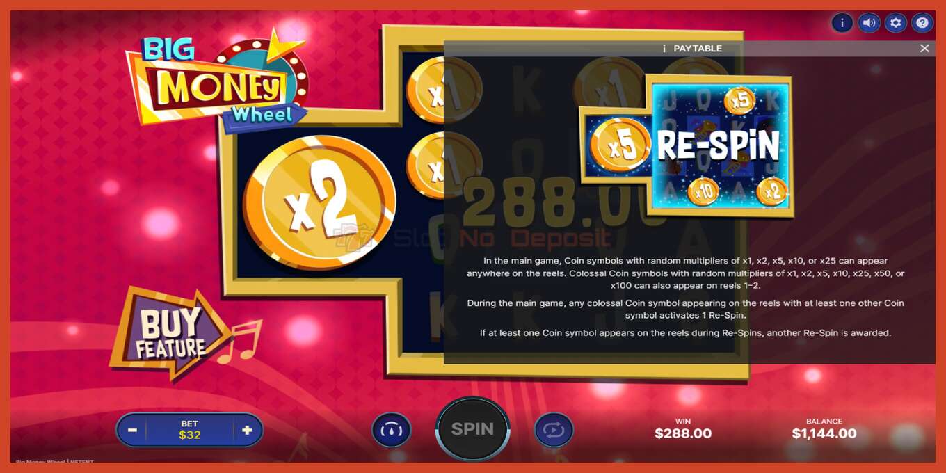 Slot screenshot: Big Money Wheel no deposit, number - 6