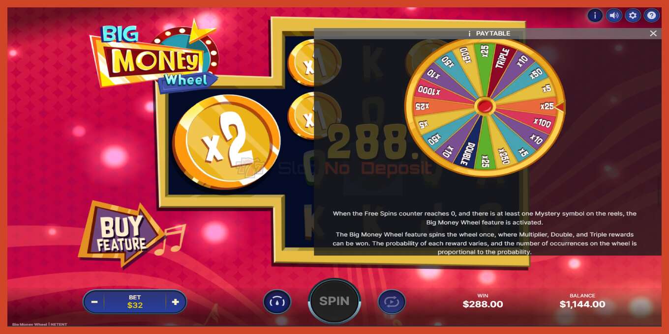 Slot screenshot: Big Money Wheel no deposit, number - 7