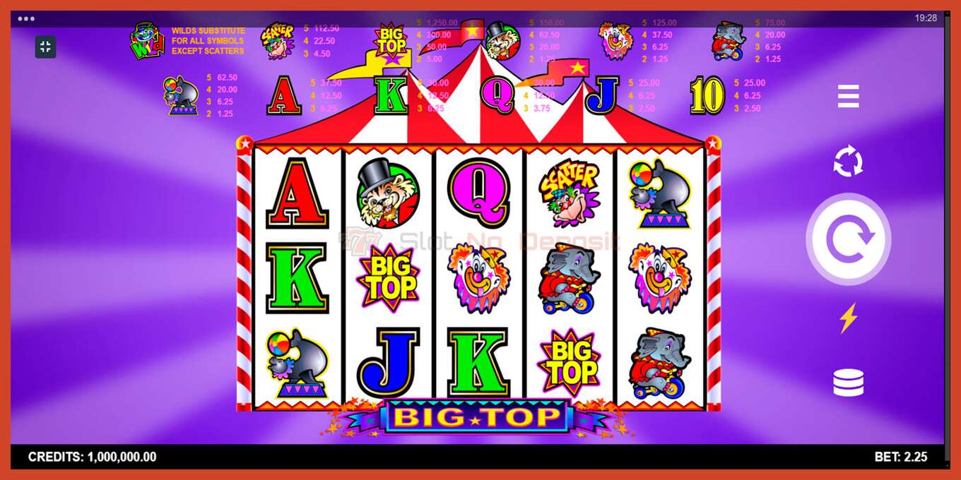 Slot screenshot: Big Top no deposit, number - 1