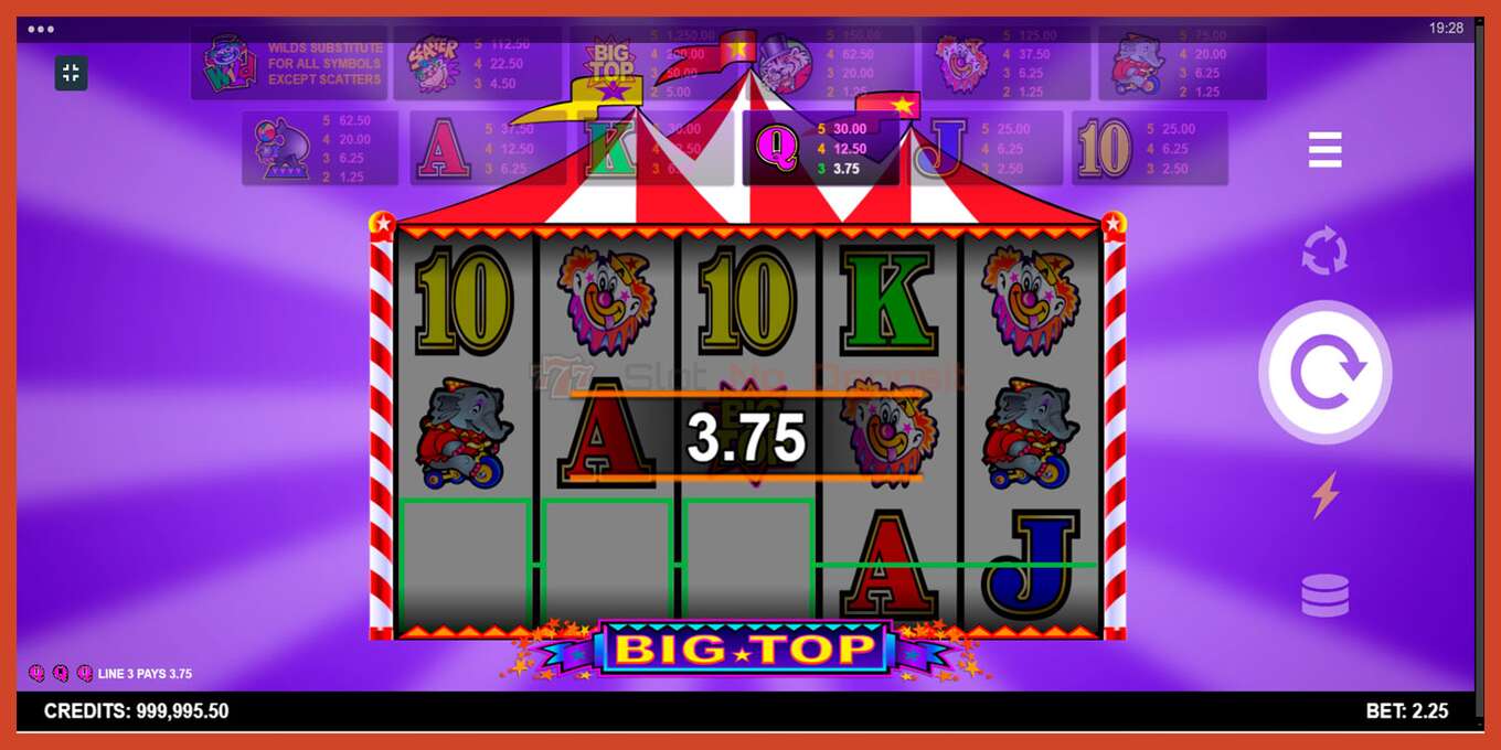 Slot screenshot: Big Top no deposit, number - 2