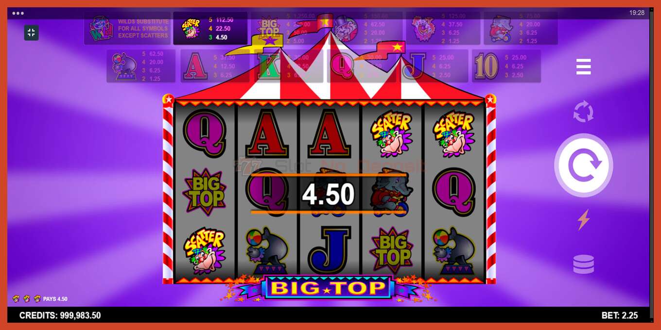 Slot screenshot: Big Top no deposit, number - 3